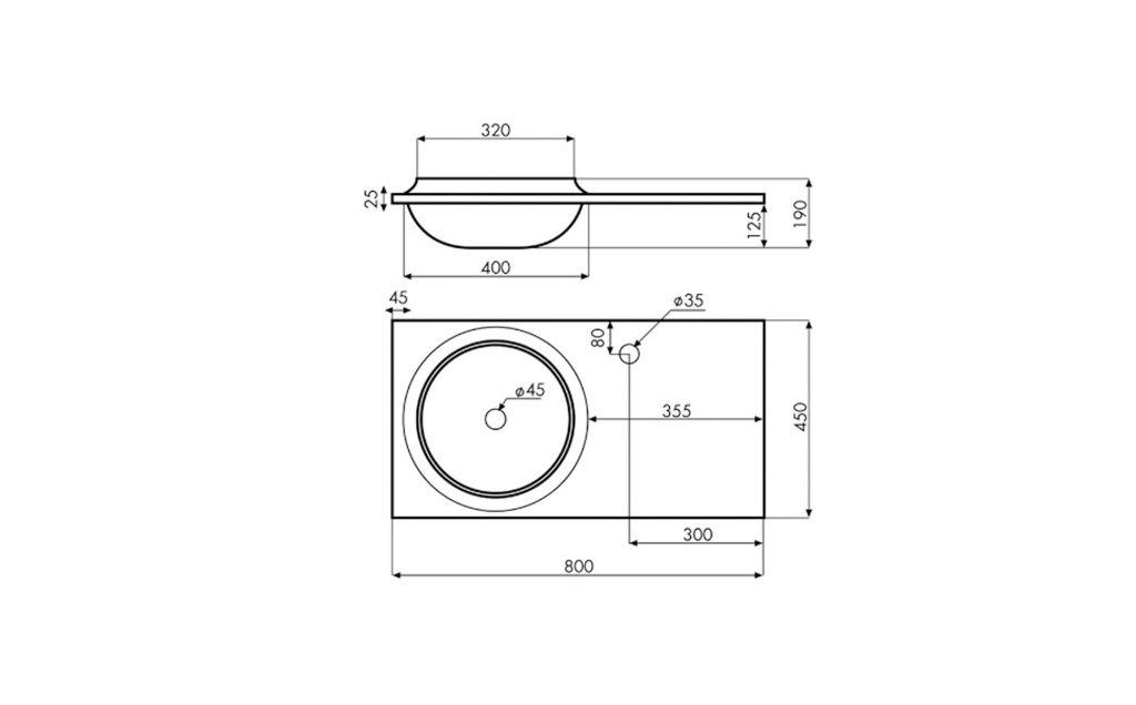 LAVABO ENCIMERA BATHCO DE STONE VULKA BEIGE MEDIDAS: 800x450x190 - VSR